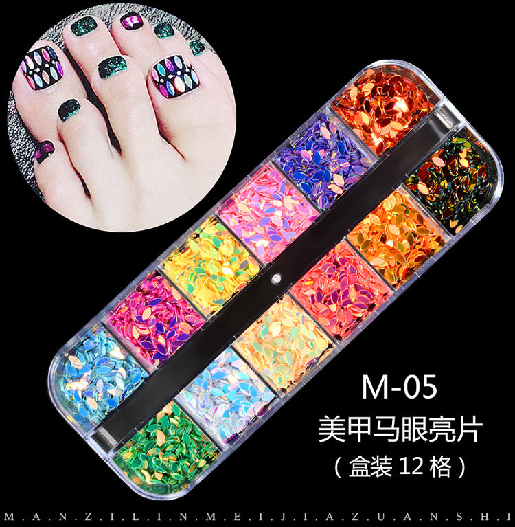 FDMC009 Hot Nail Sequins, Nail Gold and Silver Glitter, Heart Butterfly Patch Set