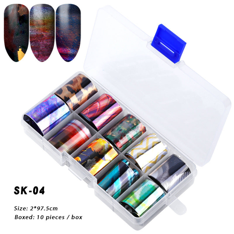 FSMA007 Manicure starry sky sticker box, starry sky nail sticker transfer paper, colorful laser starry sky paper 120*2.5