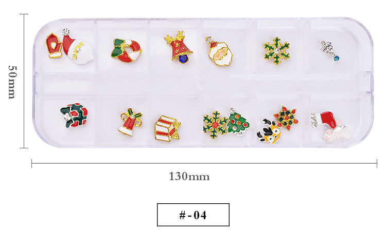 FDME018 Snowflake Christmas Gift Decoration Zircon Nail Turntable Christmas Series 12 Grid Alloy