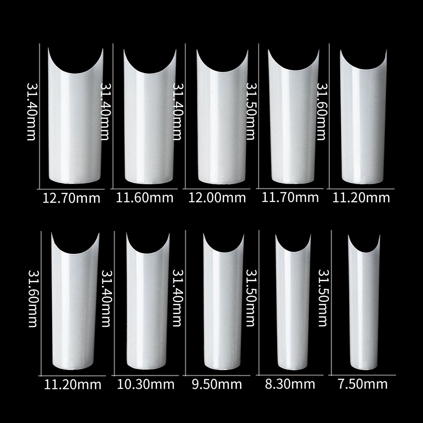 FTMC005 500pcs clear nail tops,, high camber, packed by bag