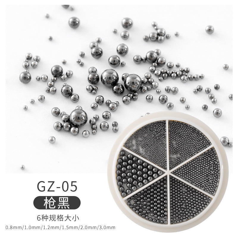 FDME002 New nail ornaments, small steel balls, metal steel balls, 6 grids, mixed turntable ornaments