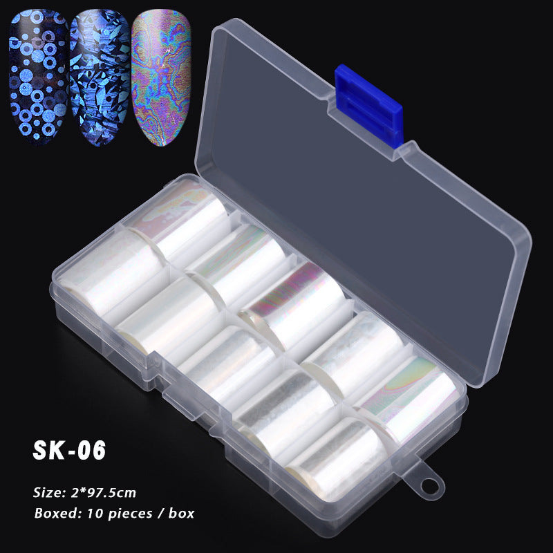 FSMA007 Manicure starry sky sticker box, starry sky nail sticker transfer paper, colorful laser starry sky paper 120*2.5