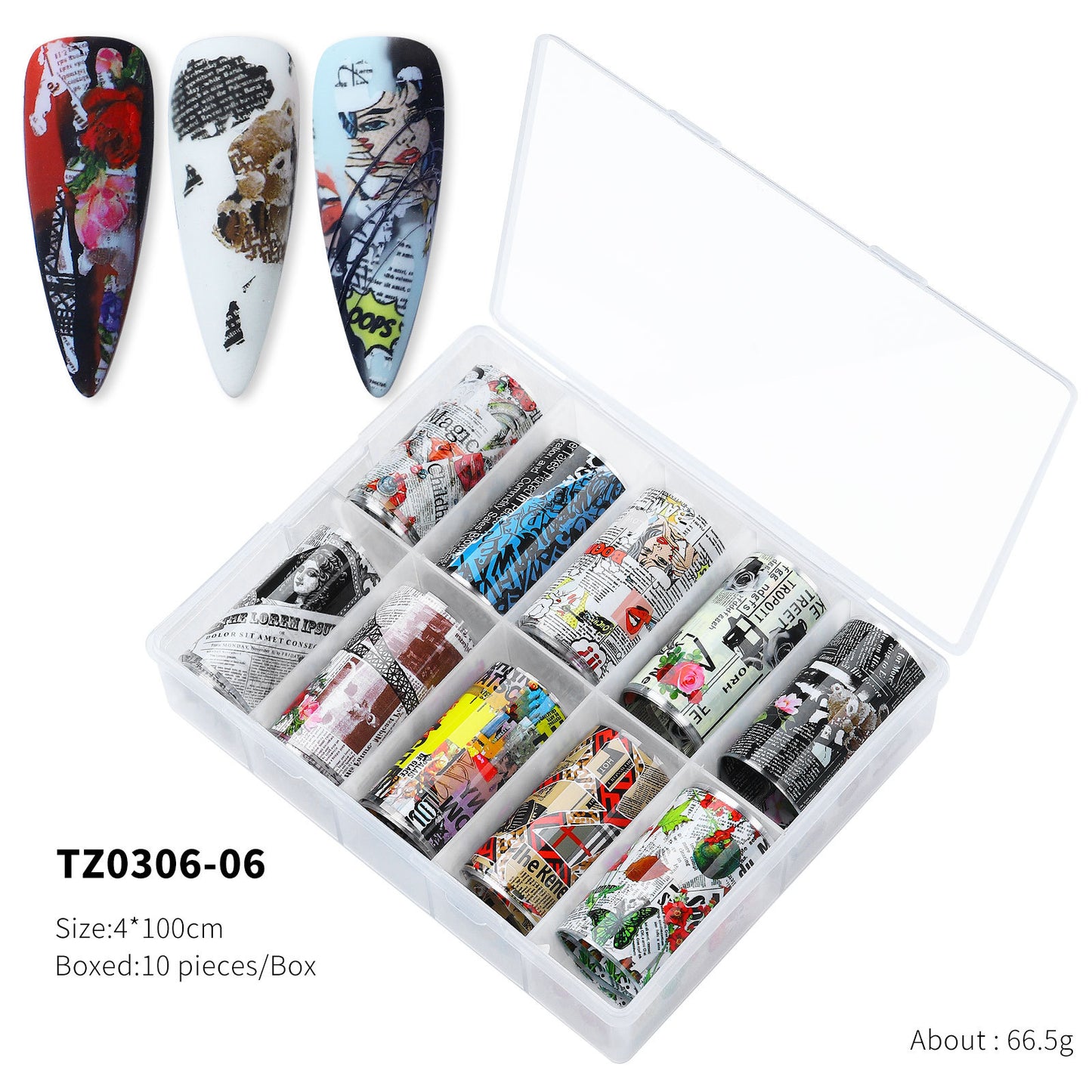 FSMA017 New Nail Art Transfer Paper, Flower Laser Butterfly Character Punk Starry Transfer Paper Nail Art Sticker