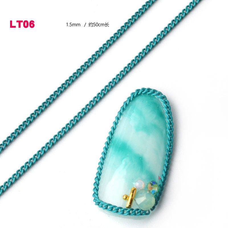 FDMD010 Nail Art Color Chains, Superfine Zipper Nail Decorations, Nail Art Decoration Chains Metal Chains 12 Colors