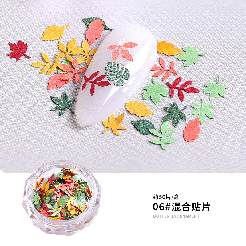 FDMC026 Nail Art New Color Flower Star Wood Pulp Sheet, 12 Flower Animal Alphabet Mixed Nail Jewelry Patches