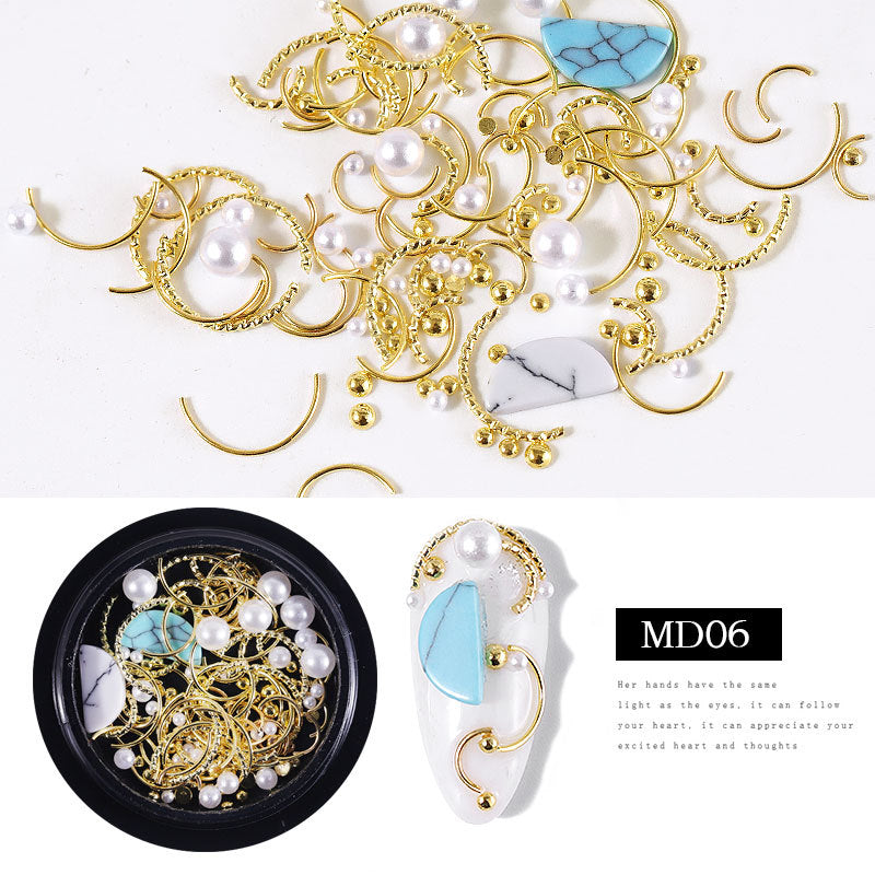 FDMC013 Nail Art Jewelry, Star and Moon Rivet Mix, Metal Mix Box Set, Nail Sequin Jewelry Wholesale