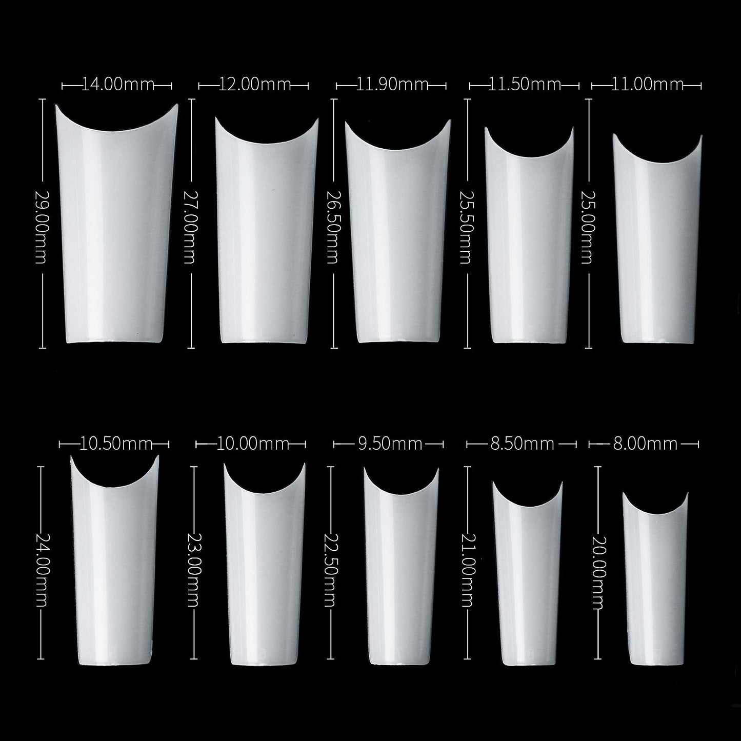 FTMC005 500pcs clear nail tops,, high camber, packed by bag