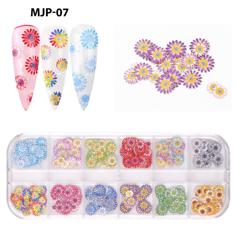 FDMC029 Nail Art Wood Pulp Sheets, Christmas Colorful Flower Butterfly Set, Halloween Nail Ornaments 12 Packs