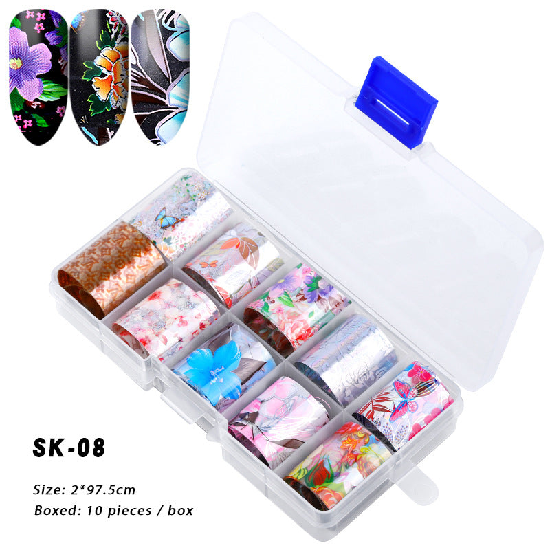 FSMA007 Manicure starry sky sticker box, starry sky nail sticker transfer paper, colorful laser starry sky paper 120*2.5
