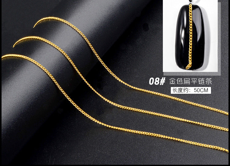 FDMD005 nail art chain, superfine zipper nail jewelry, nail art decoration chain, nail metal chain