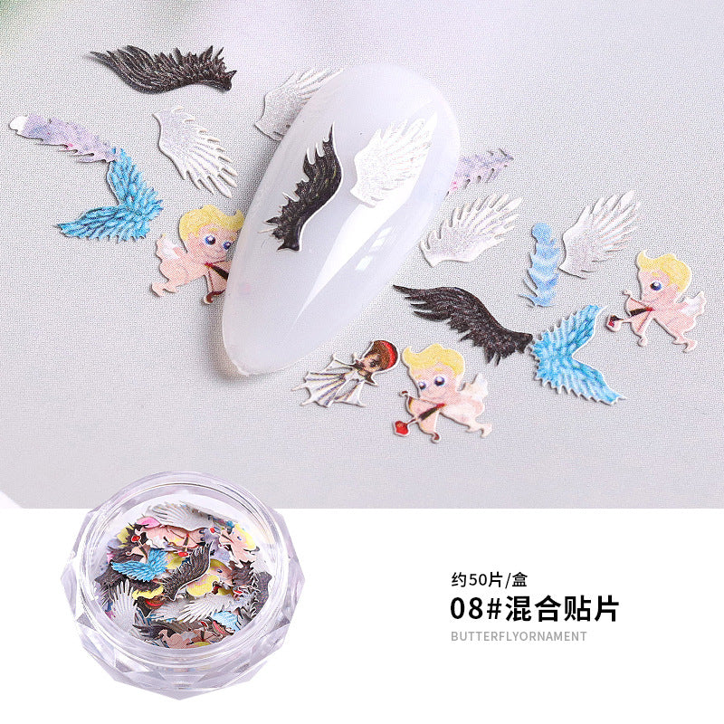 FDMC026 Nail Art New Color Flower Star Wood Pulp Sheet, 12 Flower Animal Alphabet Mixed Nail Jewelry Patches