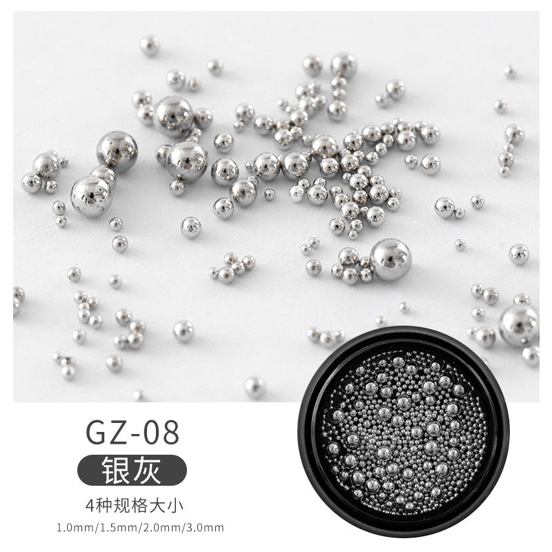 FDME002 New nail ornaments, small steel balls, metal steel balls, 6 grids, mixed turntable ornaments