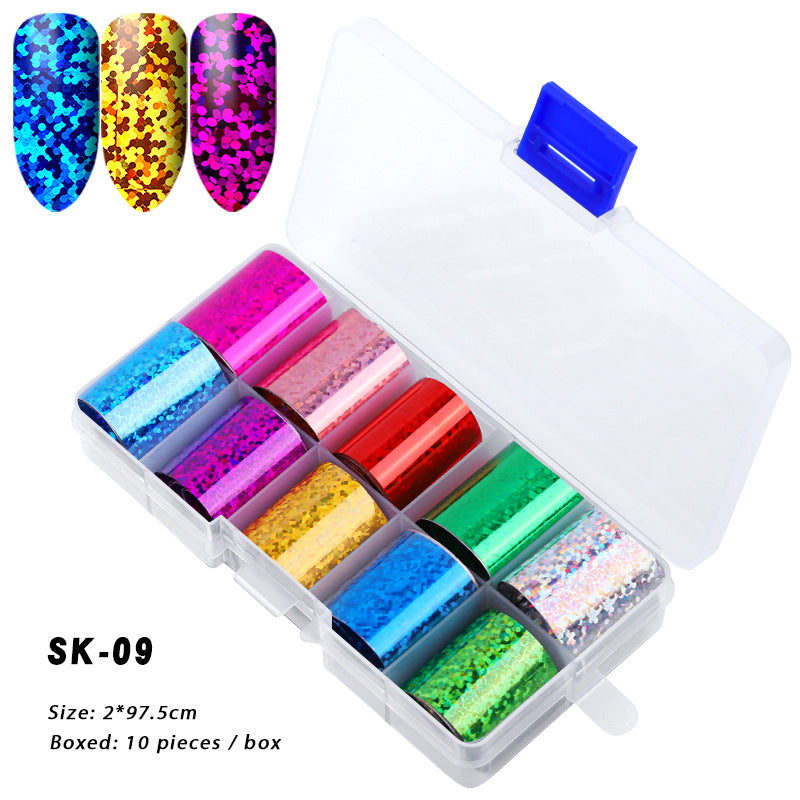 FSMA007 Manicure starry sky sticker box, starry sky nail sticker transfer paper, colorful laser starry sky paper 120*2.5