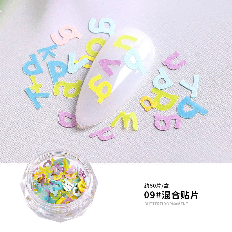 FDMC026 Nail Art New Color Flower Star Wood Pulp Sheet, 12 Flower Animal Alphabet Mixed Nail Jewelry Patches