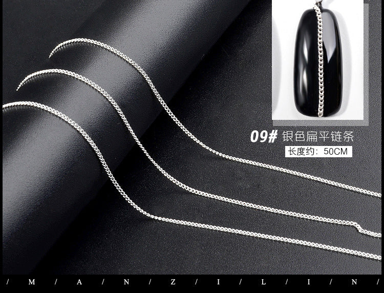 FDMD005 nail art chain, superfine zipper nail jewelry, nail art decoration chain, nail metal chain