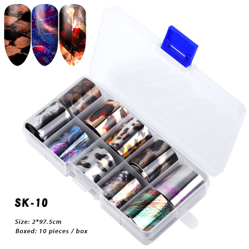 FSMA007 Manicure starry sky sticker box, starry sky nail sticker transfer paper, colorful laser starry sky paper 120*2.5
