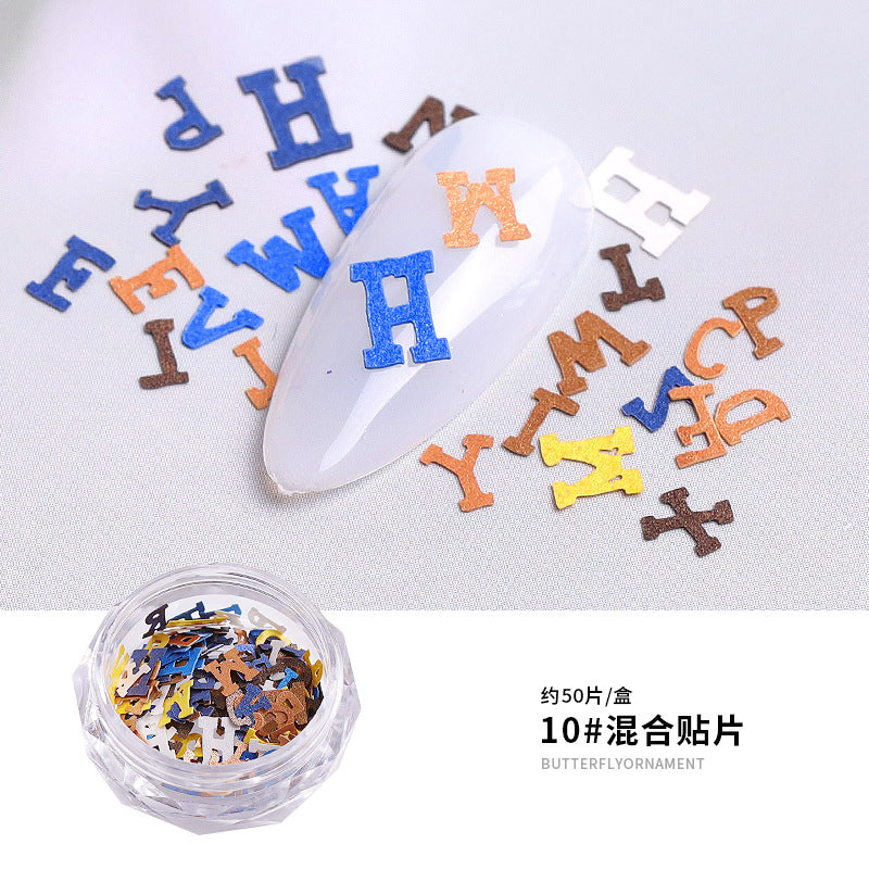 FDMC026 Nail Art New Color Flower Star Wood Pulp Sheet, 12 Flower Animal Alphabet Mixed Nail Jewelry Patches