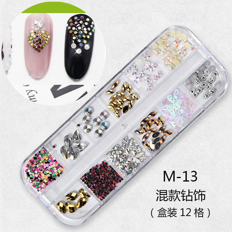 FDMC009 Hot Nail Sequins, Nail Gold and Silver Glitter, Heart Butterfly Patch Set