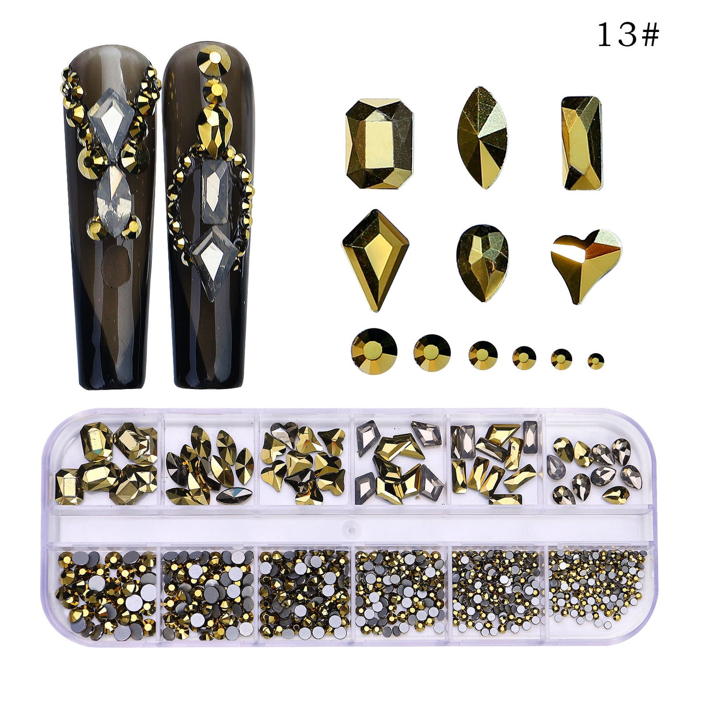 FDMC020 New 12 grid nail drill, shaped drill flat bottom rhinestone, AB nail jewelry drill nail decoration