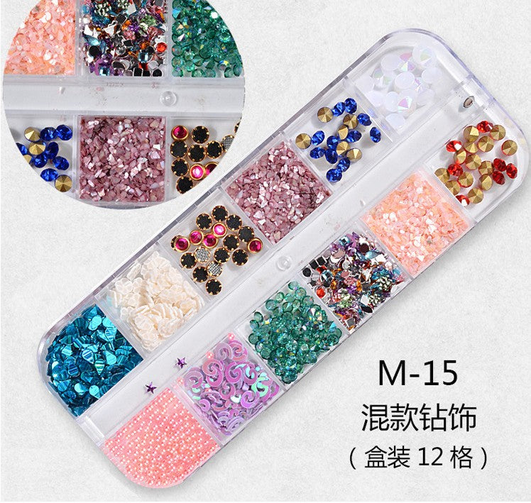 FDMC009 Hot Nail Sequins, Nail Gold and Silver Glitter, Heart Butterfly Patch Set