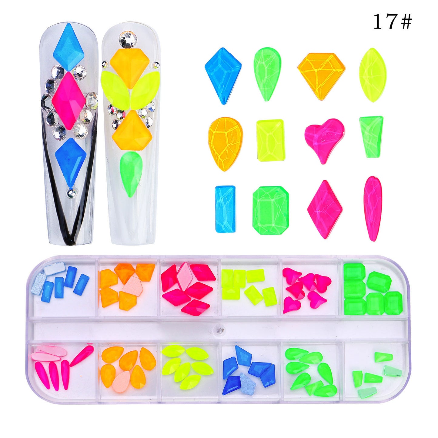 FDMC020 New 12 grid nail drill, shaped drill flat bottom rhinestone, AB nail jewelry drill nail decoration