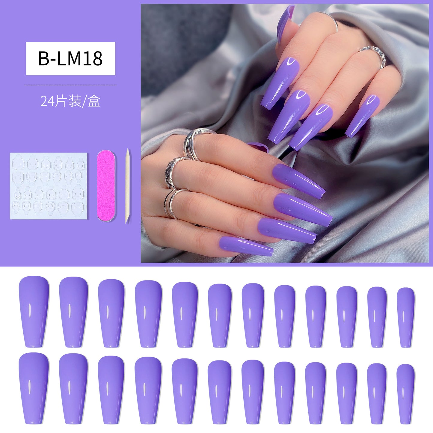 FTMB006 Long Gradient, Solid Color, French Ballerina, Flat Tip, Stiletto Nails