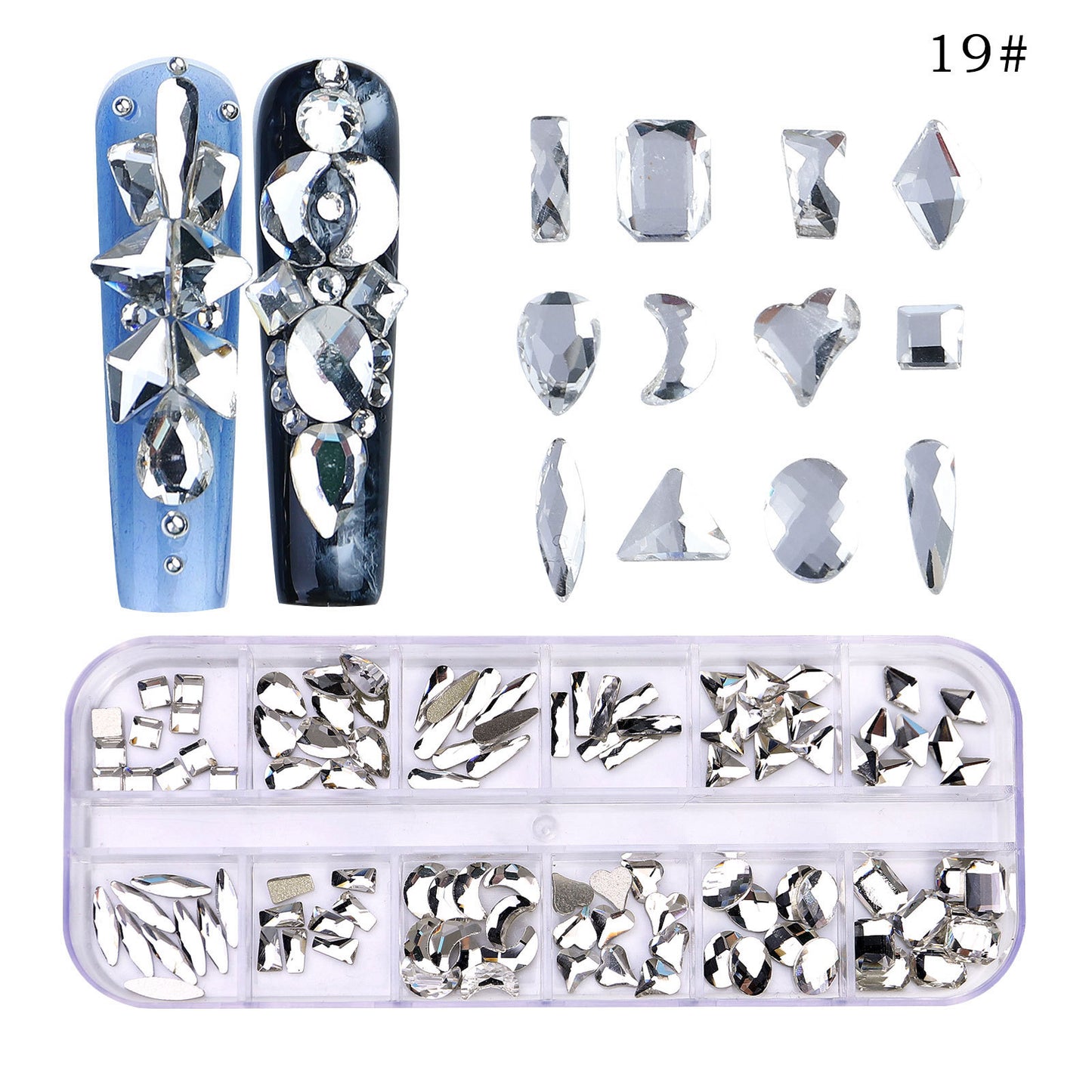 FDMC020 New 12 grid nail drill, shaped drill flat bottom rhinestone, AB nail jewelry drill nail decoration