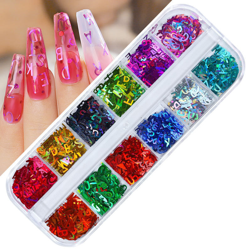 FDMD017 Hot Selling Nail Art Sequins, Heart Laser Symphony Butterfly Fluorescent Luminous Sequins, Boxed