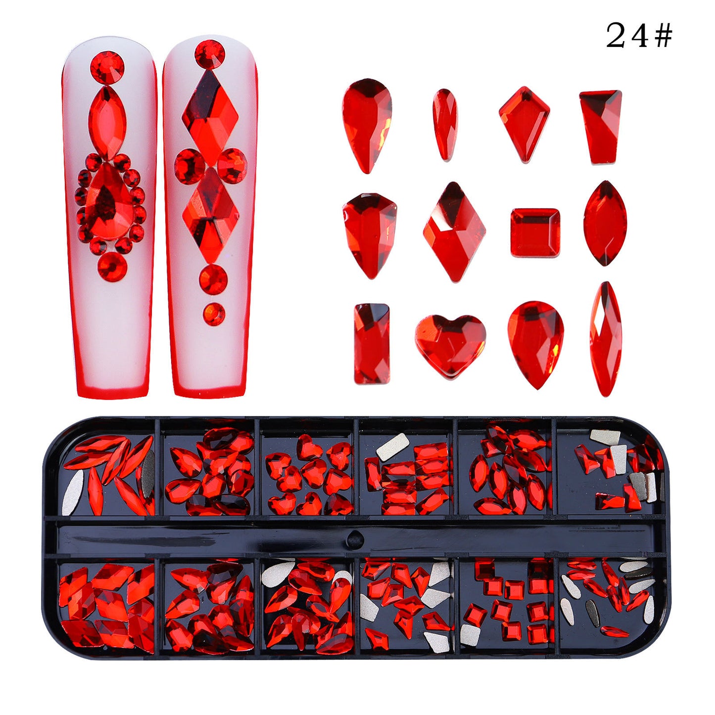 FDMC020 New 12 grid nail drill, shaped drill flat bottom rhinestone, AB nail jewelry drill nail decoration