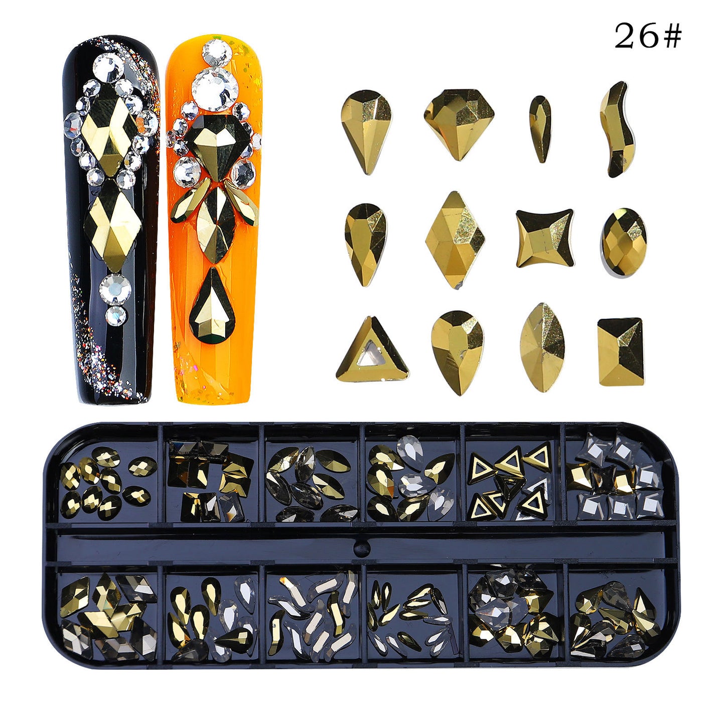 FDMC020 New 12 grid nail drill, shaped drill flat bottom rhinestone, AB nail jewelry drill nail decoration