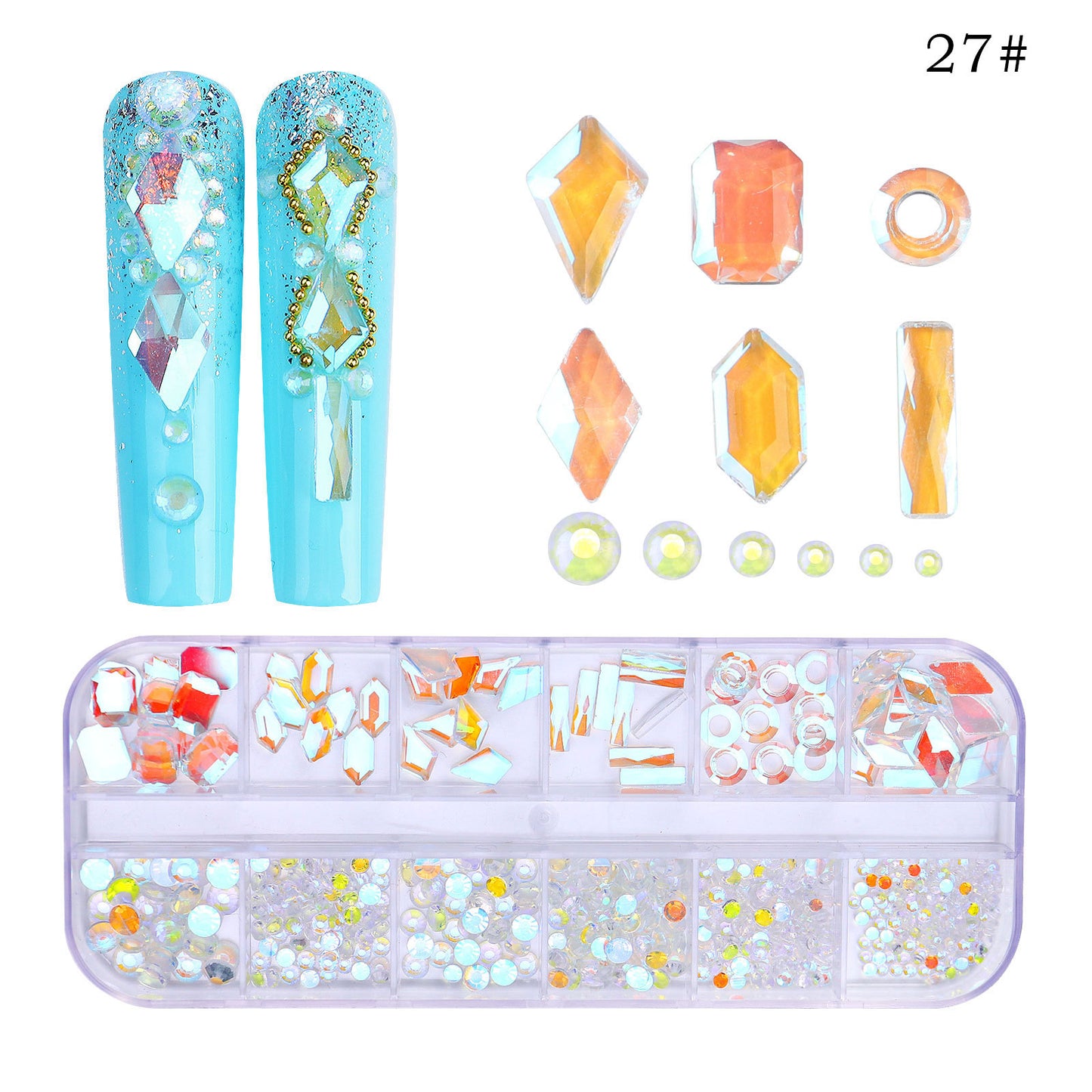 FDMC020 New 12 grid nail drill, shaped drill flat bottom rhinestone, AB nail jewelry drill nail decoration