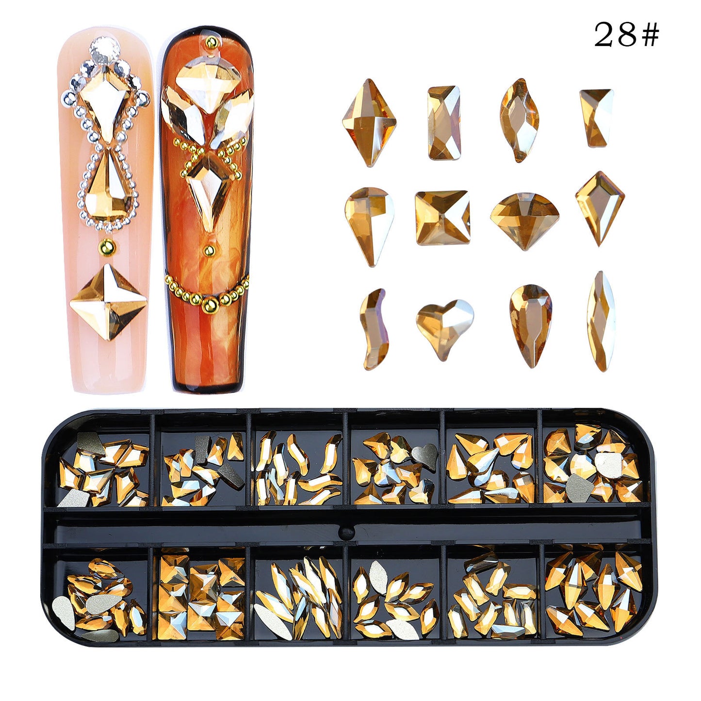 FDMC020 New 12 grid nail drill, shaped drill flat bottom rhinestone, AB nail jewelry drill nail decoration
