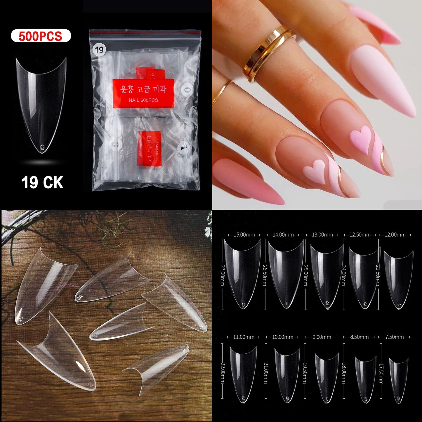 FTMC001 Manicure nails, French tip nails, full and half nails, ballet nails, fake nails