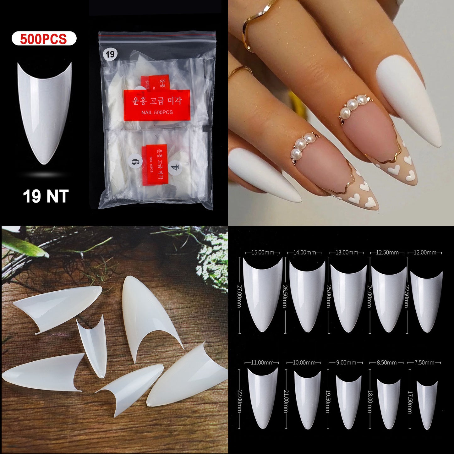 FTMC001 Manicure nails, French tip nails, full and half nails, ballet nails, fake nails