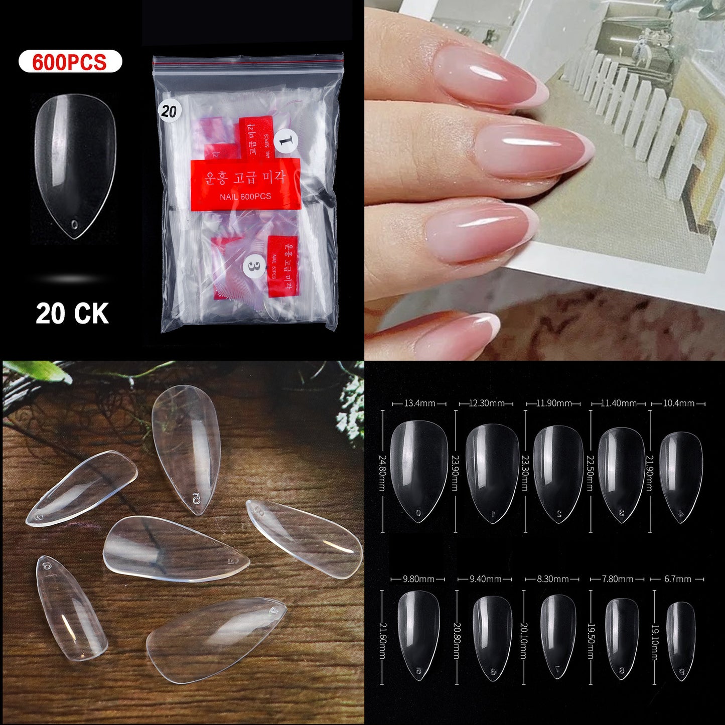 FTMC001 Manicure nails, French tip nails, full and half nails, ballet nails, fake nails