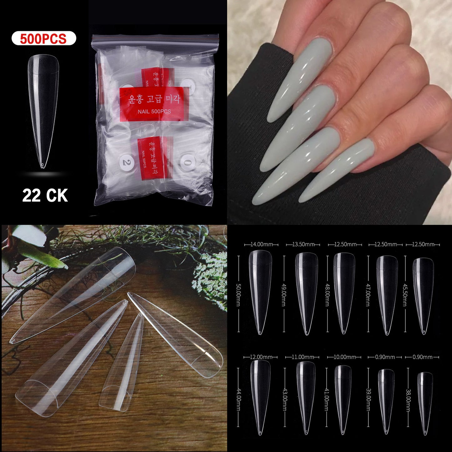 FTMC001 Manicure nails, French tip nails, full and half nails, ballet nails, fake nails