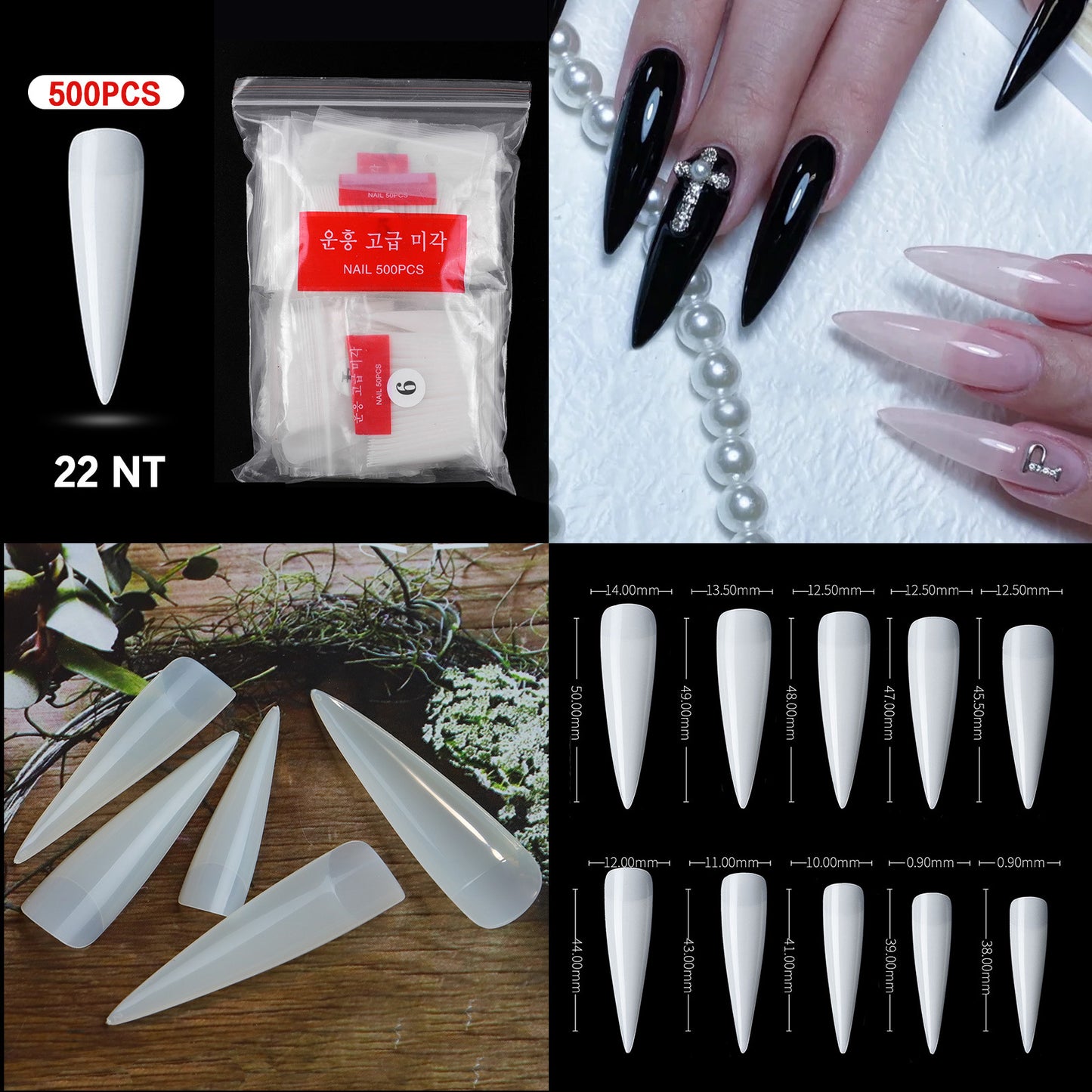 FTMC001 Manicure nails, French tip nails, full and half nails, ballet nails, fake nails