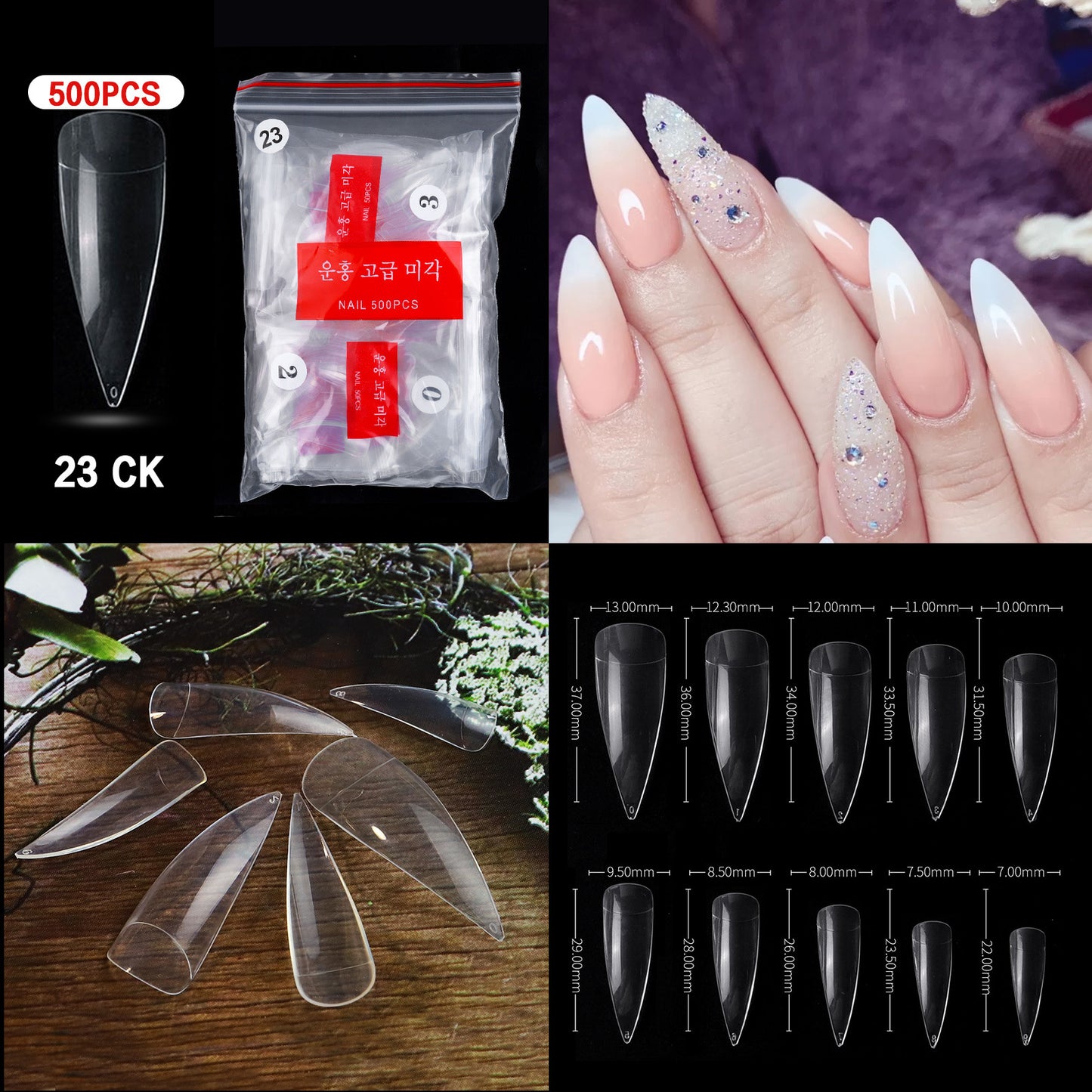FTMC001 Manicure nails, French tip nails, full and half nails, ballet nails, fake nails