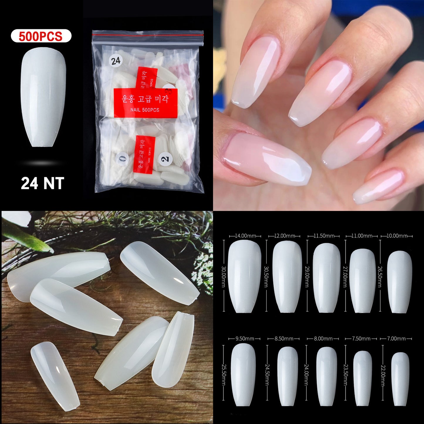 FTMC001 Manicure nails, French tip nails, full and half nails, ballet nails, fake nails