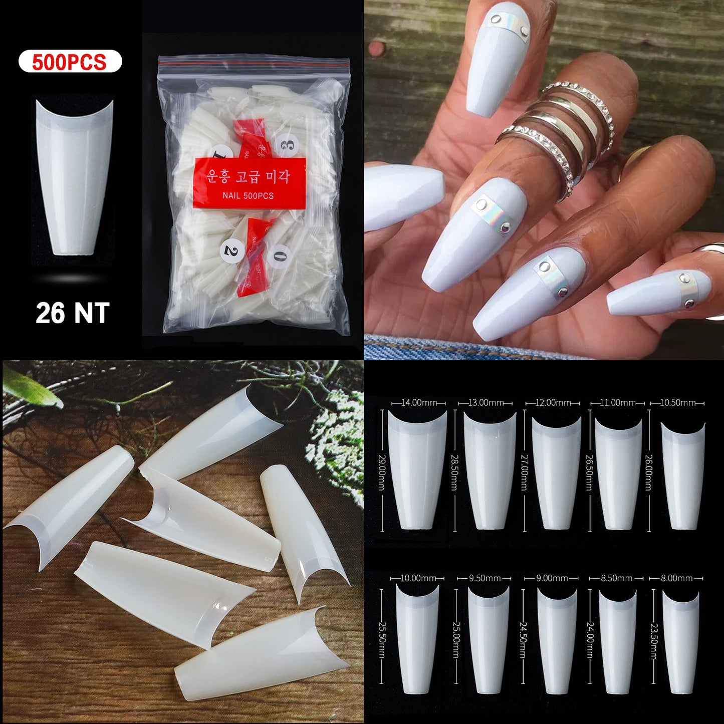FTMC001 Manicure nails, French tip nails, full and half nails, ballet nails, fake nails