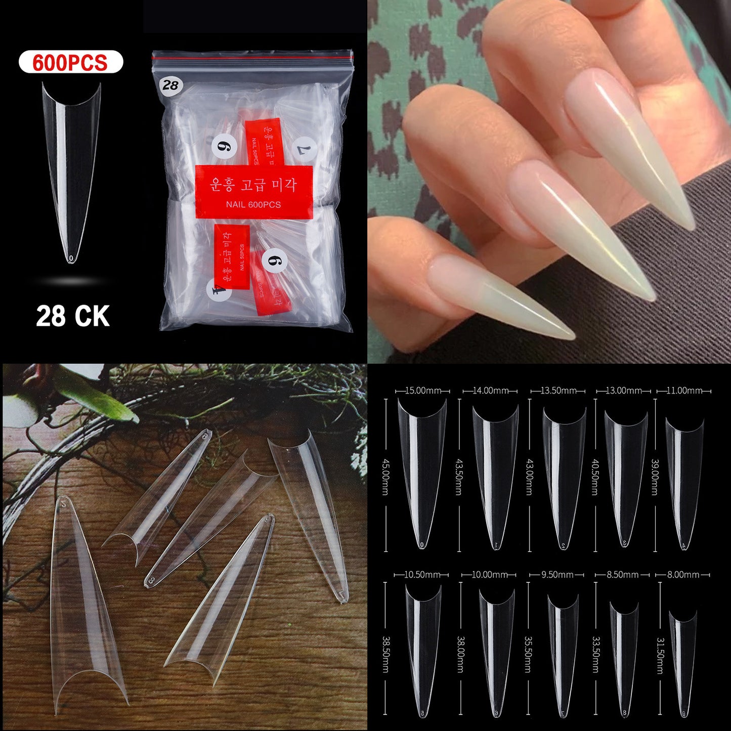 FTMC001 Manicure nails, French tip nails, full and half nails, ballet nails, fake nails