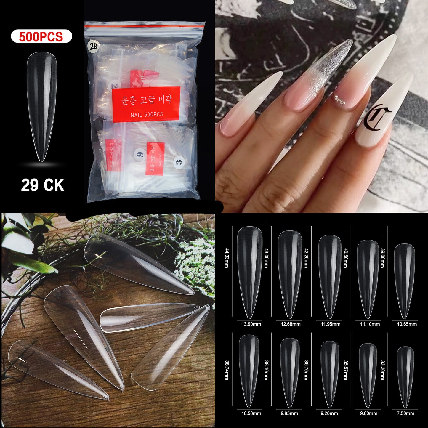 FTMC001 Manicure nails, French tip nails, full and half nails, ballet nails, fake nails