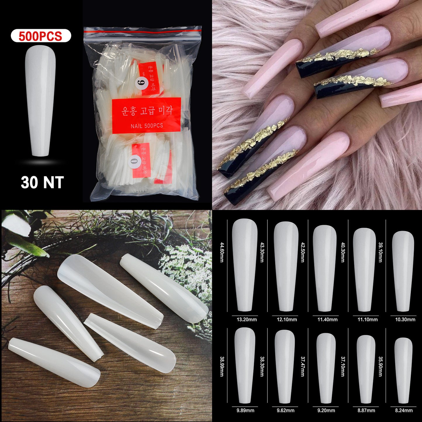 FTMC001 Manicure nails, French tip nails, full and half nails, ballet nails, fake nails