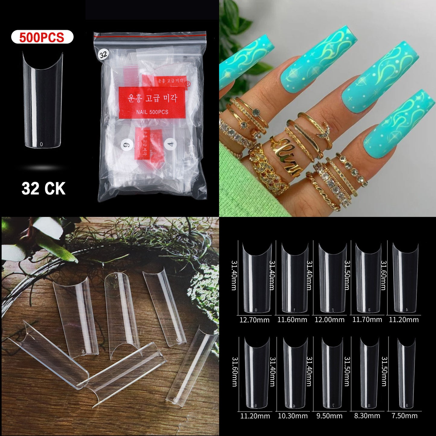 FTMC001 Manicure nails, French tip nails, full and half nails, ballet nails, fake nails