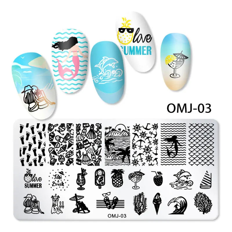 CHS011  12*6cm Stainless steel Nail Art Stamping Template Christmas Image Transfer Plate Manicure Tools