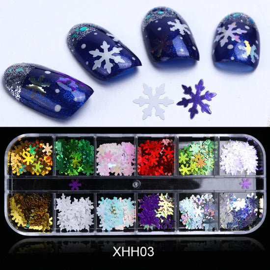 CHS025  Christmas snowflake laser winter nail enhancement sequins