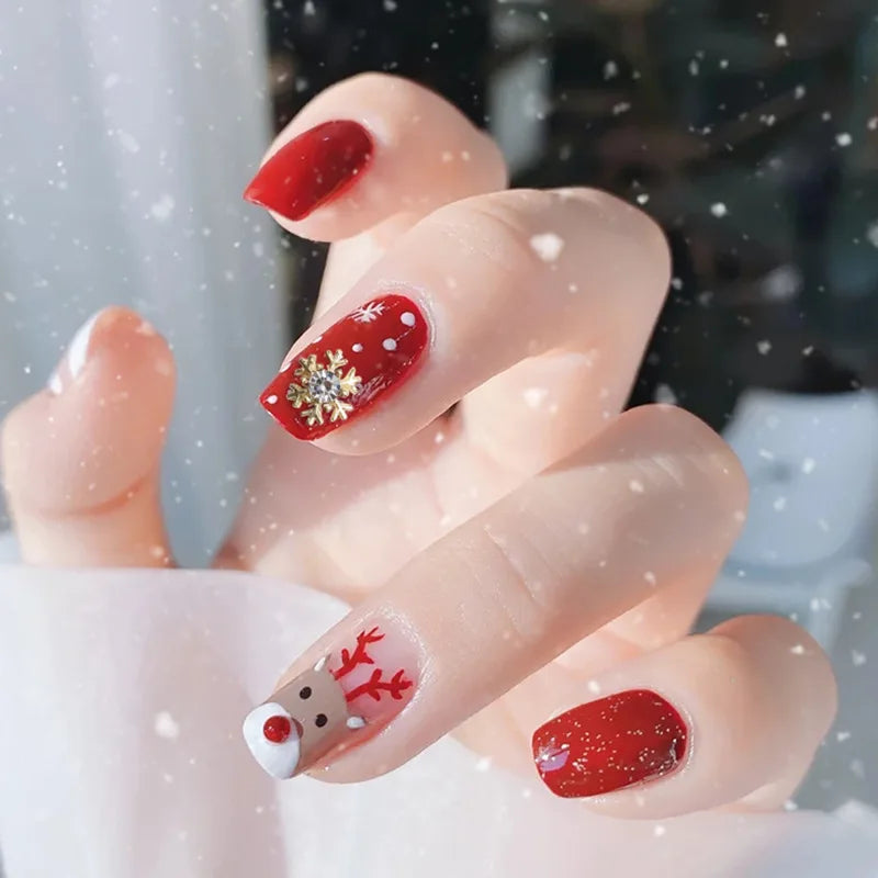 CHS018  Wholesale Christmas Snowflake series AB diamond white diamond nail jewelry