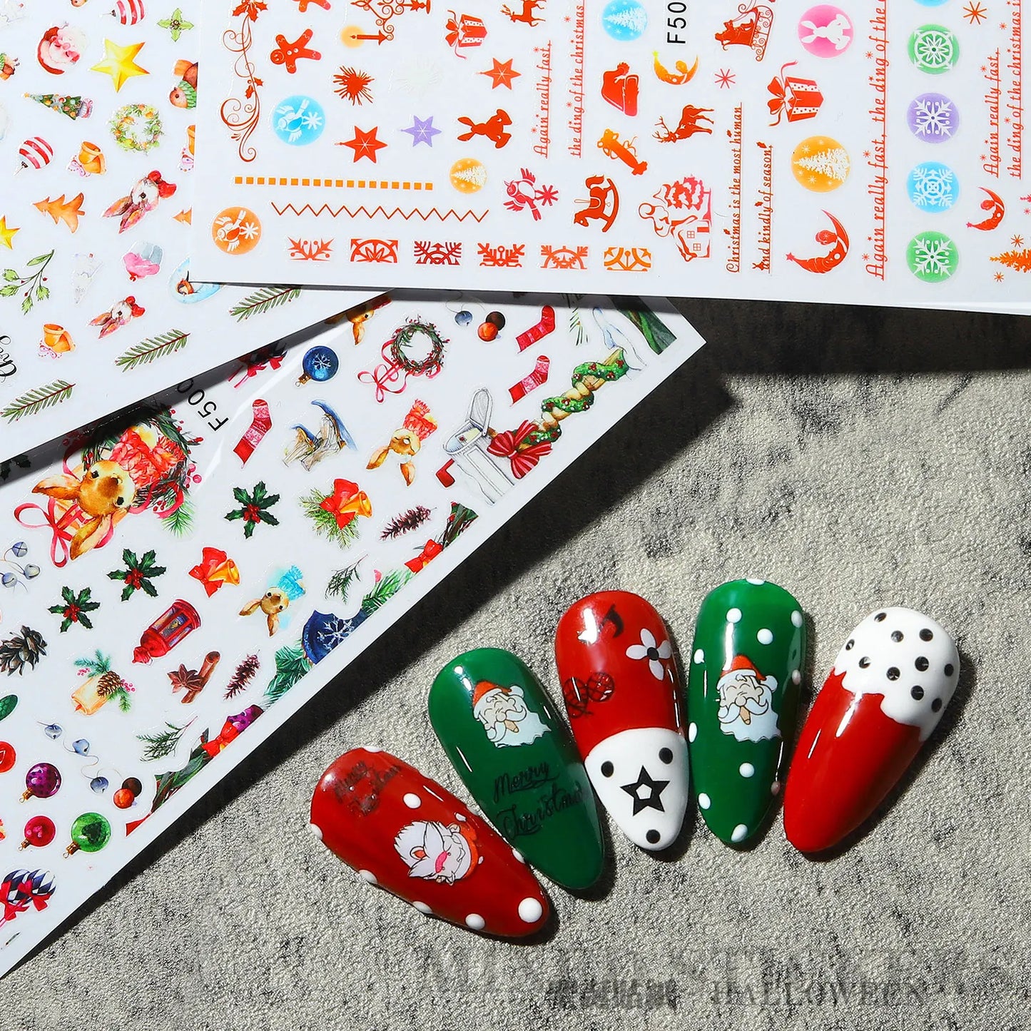 CHS017 New Halloween Nail Sticker Christmas Santa Nail Art 3D Sticker