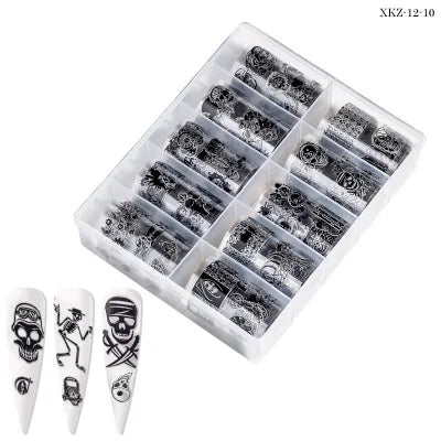 CHS016  Set of 10pcs christmas Nail Foil (10 colors) transfer Paper Decals Nail Art Transfer Sticker Halloween Nail Tool