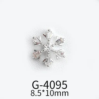 CHS015  Christmas Nail Art Zircon Charms 3D Snowflake Nail Glitter Sticker Supplies Accessories Shiny Xtmas Nail Rhinestones Jewelry